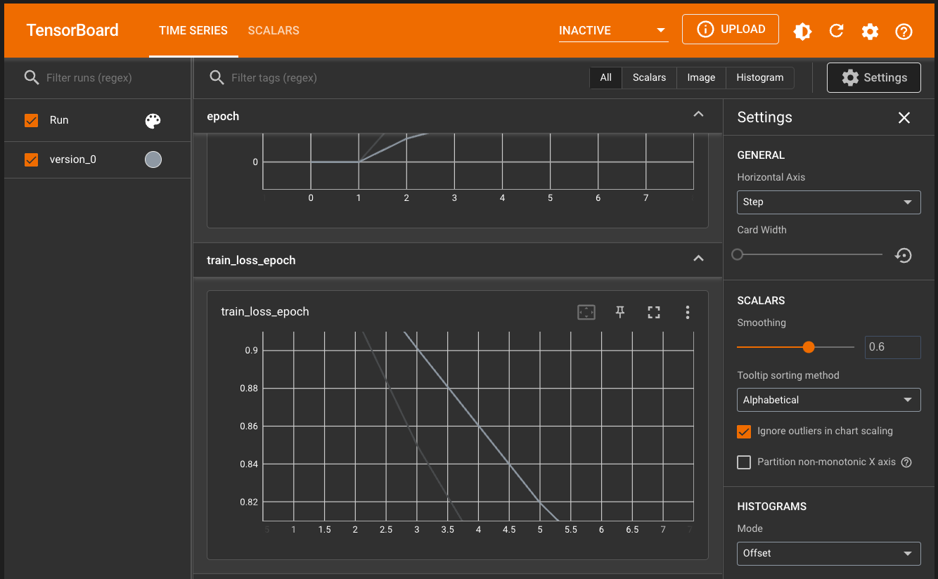 A screenshot of the Tensorboard dashboard.